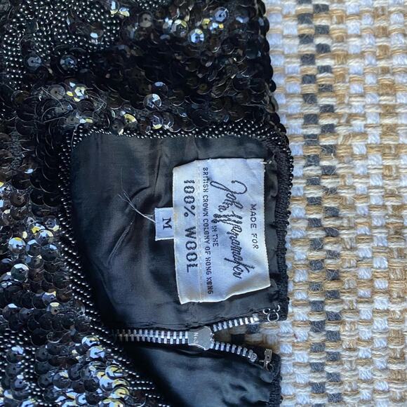 Vintage 50's Black‎ Beaded Sequins sleeveless top Blouse John Wanamaker M medium - Picture 4 of 9